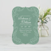 Salbeigrüne Hochzeit Vintage Botanik Einladung (Stehend Vorderseite)