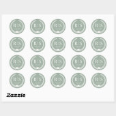 Salbeigrüne Hochzeitsmonogramm-Initialen Runder Aufkleber (Blatt)
