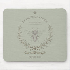 Salbeigrüne Honigbiene Vintage Französisches Landh Mousepad