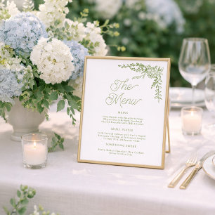 Salbeigrüne Hortensien-Hochzeitsmenükarte Poster
