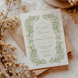 Salbeigrüne Hydrangea-Brautparty-Einladung Einladung