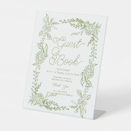 Salbeigrüne Hydrangeen-Gästebuch-Tisch-Schild Sockelschild