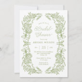 Salbeigrüne Hydrangeen-Hochzeitseinladung Einladung (Vorderseite)