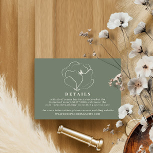 Salbeigrüne Indie-Boho-Rustical-Hochzeitsdetails Einladung