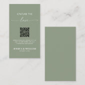Salbeigrüne Kalligrafie Erfasse die Liebe QR-Code Begleitkarte (Vorne/Hinten)