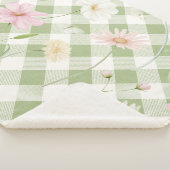 Salbeigrüne Karo-Blumenmuster Sherpadecke (3/4)