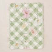 Salbeigrüne Karo-Blumenmuster Sherpadecke (Vorderseite)