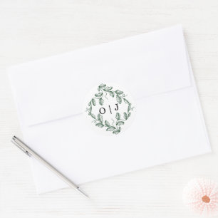 Salbeigrüne klassische Floral-Hochzeit Runder Aufkleber