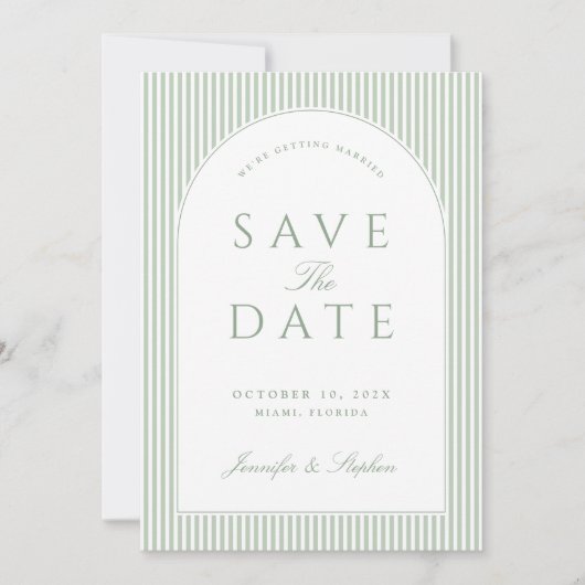 Salbeigrüne klassische Save-the-Date-Einladung Save The Date (Vorderseite)