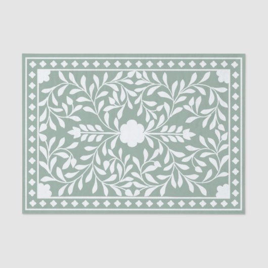 Salbeigrüne Knochenintarsien-Dekupagepapier Seidenpapier (Vorderseite)