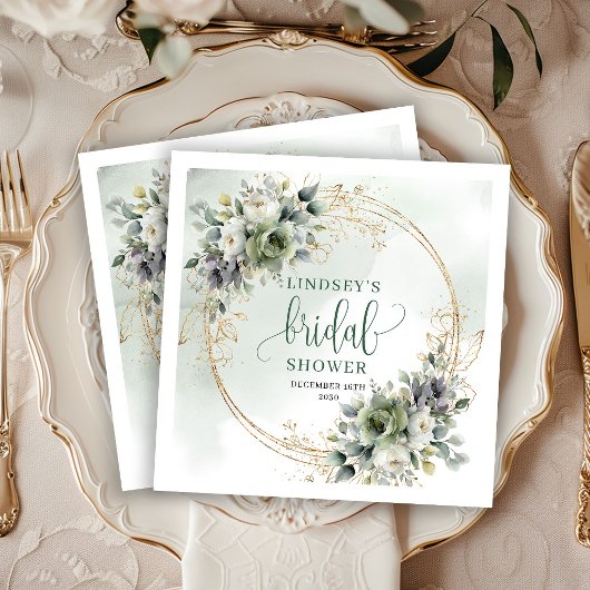 Salbeigrüne Laubhochzeitsdusche-Partyservietten Serviette