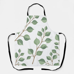 Salbeigrüne Laubzweige Botanisches Aquarell Schürze