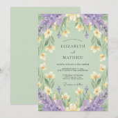Salbeigrüne Lavendel-Hochzeit im Frühling Einladung (Vorne/Hinten)
