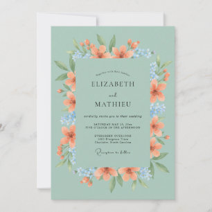 Salbeigrüne lebendige botanische Hochzeit Einladung