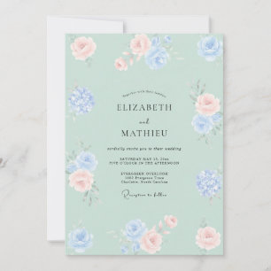 Salbeigrüne leuchtende botanische Hochzeit Einladung