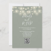Salbeigrüne Lichterkette Blumen QR-Code Hochzeit Einladung (Rückseite)