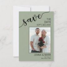 Salbeigrüne Liebesschrift Foto Save-the-Date