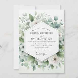 Salbeigrüne Luftige Botanische Hochzeit Einladung