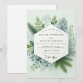 Salbeigrüne luftige Winterhochzeit Einladung (Vorne/Hinten)