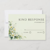 Salbeigrüne Maiglöckchen-Blumen-QR-Code-Hochzeit RSVP Karte (Vorderseite)