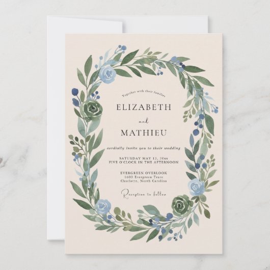 Salbeigrüne makellose botanische Hochzeit Einladung (Vorderseite)