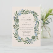 Salbeigrüne makellose botanische Hochzeit Einladung (Stehend Vorderseite)