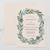 Salbeigrüne makellose botanische Hochzeit Einladung (Vorne/Hinten)