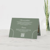 Salbeigrüne Minimal-Bogen-Foto-QR-Code-Hochzeit Einladung (Rückseite)