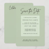 Salbeigrüne Minimal-Hochzeit - Save the Date Einladung (Vorne/Hinten)