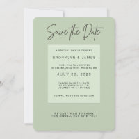 Salbeigrüne Minimal-Hochzeit - Save the Date