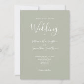 Salbeigrüne Minimal Moderne Hochzeit Einladung (Vorderseite)
