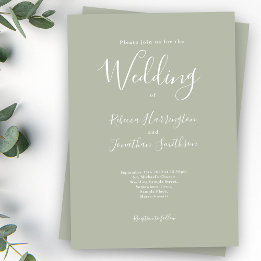 Salbeigrüne Minimal Moderne Hochzeit Einladung