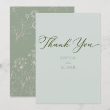 Salbeigrüne minimalistische einfache Hochzeit Dank