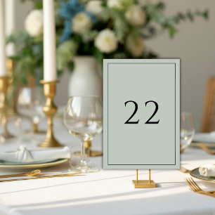 Salbeigrüne minimalistische elegante Hochzeit Tischnummer