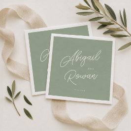 Salbeigrüne Minimalistische Elegante Hochzeitsserv Serviette