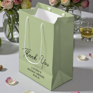 Salbeigrüne Minimalistische Hochzeitsdusche Dankes Mittlere Geschenktüte