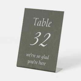 Salbeigrüne Minimalistische Hochzeitstisch-Nummern Sockelschild