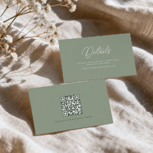 Salbeigrüne Minimalistische QR-Hochzeitsdetails Ka Begleitkarte