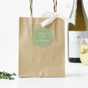 Salbeigrüne moderne Dankeskarten-Hochzeitsgunst Runder Aufkleber