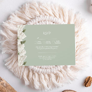 Salbeigrüne Moderne Luxuriöse Elegante Florale Hoc RSVP Karte