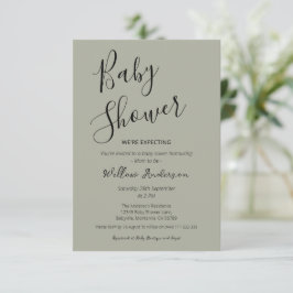 Salbeigrüne moderne minimalistische Schrift Baby S Einladung