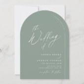 Salbeigrüne moderne Schrift minimalistische Bogenh Einladung (Vorderseite)
