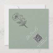 Salbeigrüne Mohnblumen Details QR-Code Karte (Vorderseite)