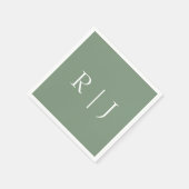 Salbeigrüne Monogramm Anfangsbuchstaben Hochzeit Serviette (Ecke)
