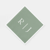 Salbeigrüne Monogramm Anfangsbuchstaben Hochzeit Serviette (Ecke)