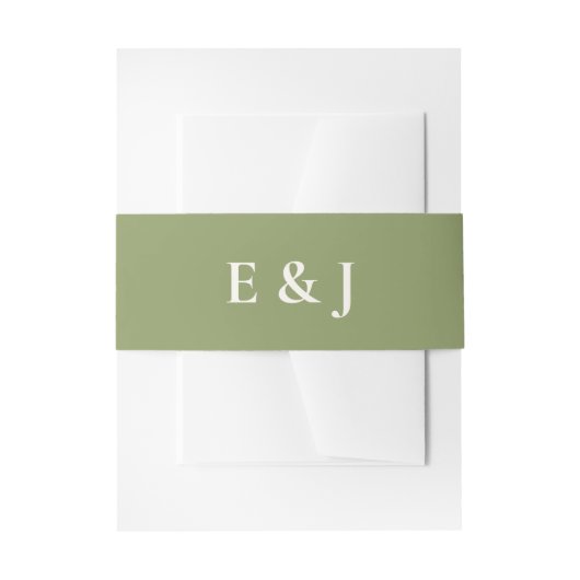 Salbeigrüne Monogramm-Hochzeit Einladungsbanderole (Vorderseite Beispiel)
