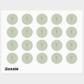 Salbeigrüne Monogramm-Hochzeit Runder Aufkleber (Blatt)