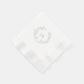 Salbeigrüne Monogramm-Hochzeit Serviette (Ecke)