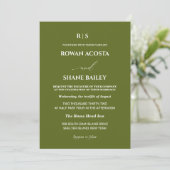 Salbeigrüne Monogramm-Hochzeitseinladung Einladung (Stehend Vorderseite)