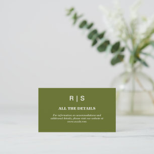 Salbeigrüne Monogramm-Hochzeitseinschlusskarte Begleitkarte